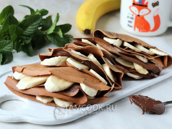 Фото блюда: Шоколадные блины с бананом