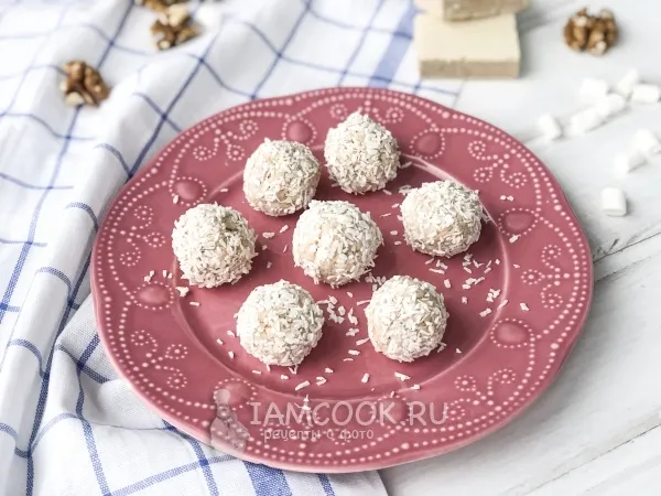 Фото блюда: «Рафаэлло» с творогом и вафлями