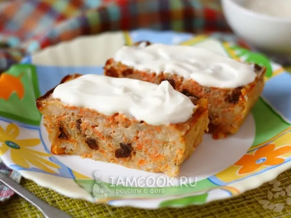 Фото блюда: Морковная запеканка с рисом и изюмом