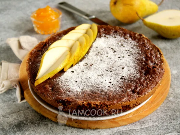 Фото блюда: Пирог с грушей на сковороде