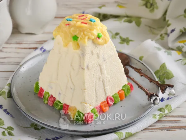 Фото готового блюда: Творожная пасха с белым шоколадом (без выпечки)