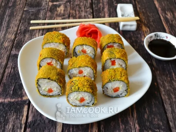 Фото готового блюда: Жареные роллы с курицей