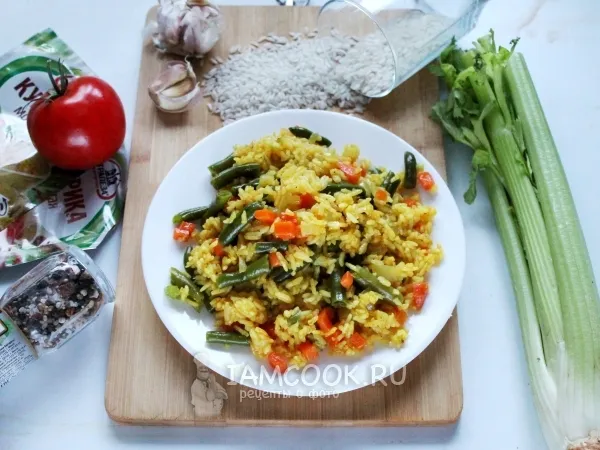 Фото готового блюда: Стручковая фасоль с рисом в микроволновке