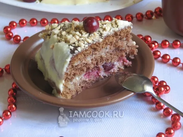 Фото блюда: Торт с вишней и сметанным кремом в мультиварке