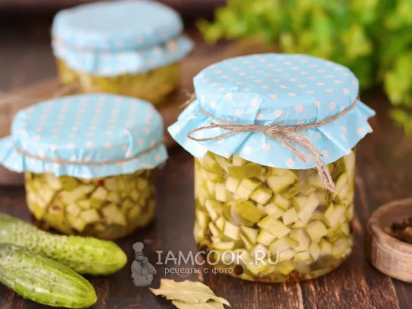 Фото блюда: Маринованные огурцы кубиками на зиму (для салатов)