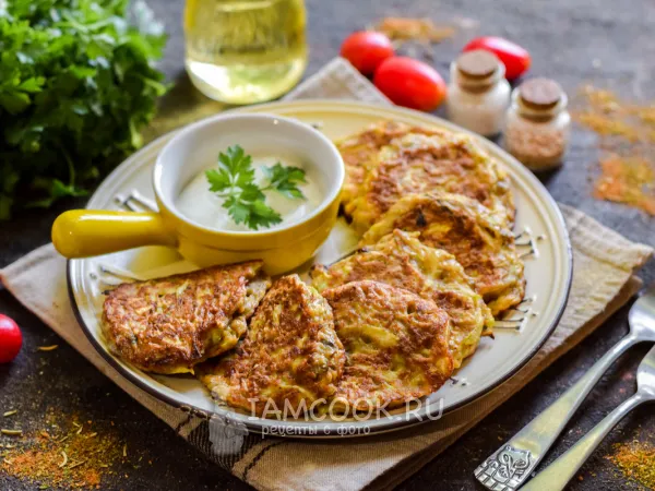 Фото блюда: Оладьи из кабачков и баклажанов