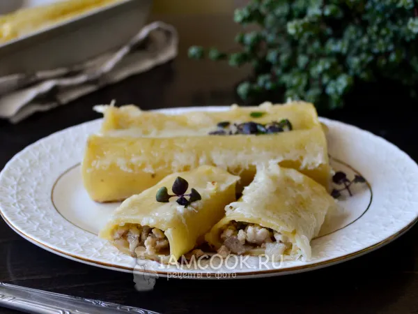Фото блюда: Каннеллони с курицей и грибами