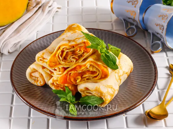 Фото блюда: Блины с начинкой из тыквы