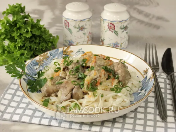 Фото блюда: Куриная печень в сметане в мультиварке