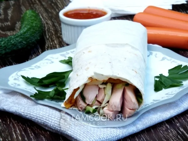 Фото блюда: Шаурма с сосиской