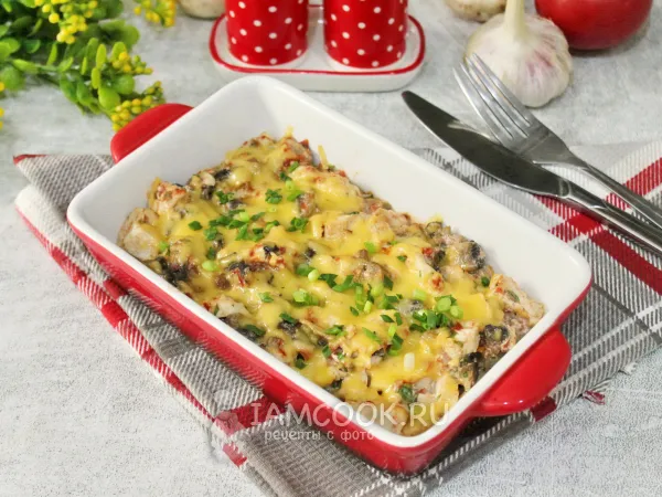 Фото блюда: Закуска с курицей и грибами