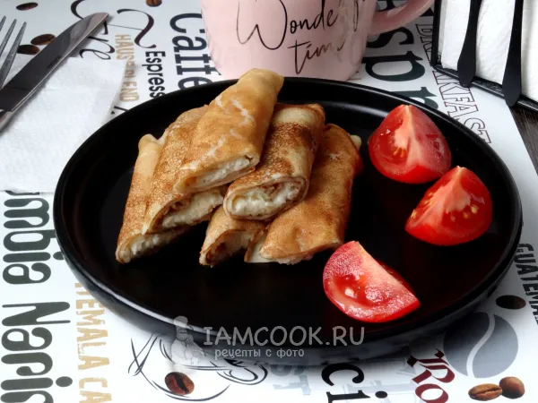 Фото блюда: Блины с сыром и чесноком