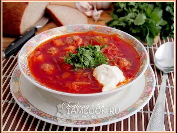 Фото блюда: Борщ с фрикадельками