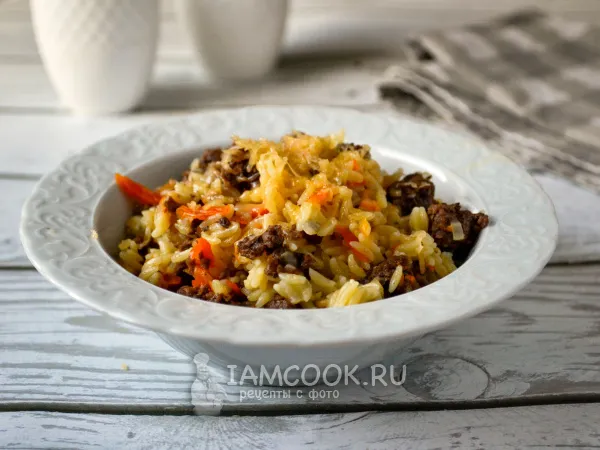 Фото блюда: Паста орзо с фаршем