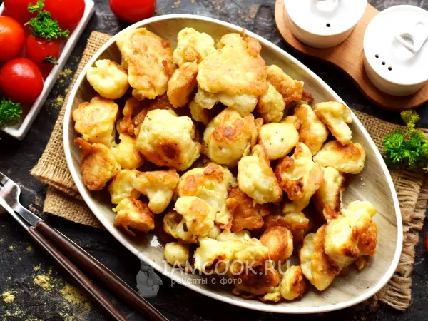 Фото готового блюда: Цветная капуста в яично-сметанном кляре