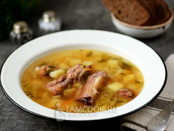 Фото блюда: Щи с копчеными ребрышками и свежей капустой