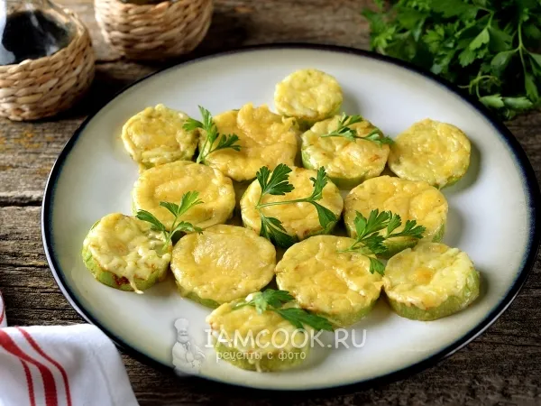 Фото блюда: Кабачки кольцами с сыром в духовке