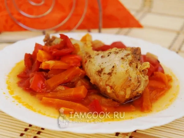 Фото блюда: Куриные голени утопленные в овощном гарнире