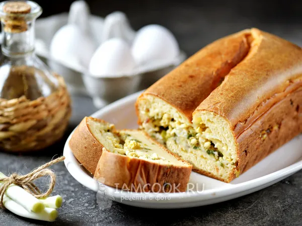 Фото блюда: Заливной пирог на кефире с яйцом