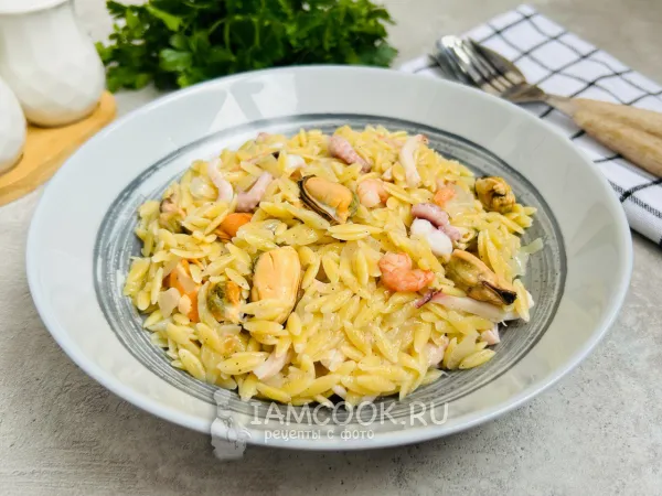 Фото блюда: Паста орзо с морепродуктами