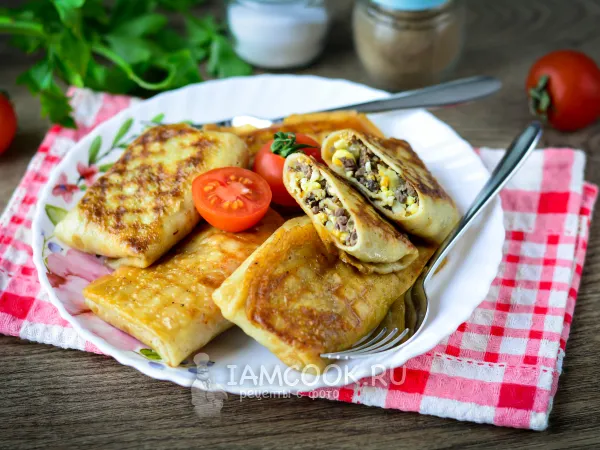 Фото готового блюда: Блинчики с легким (свиным)