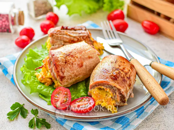 Фото блюда: Рулетики из свиной вырезки