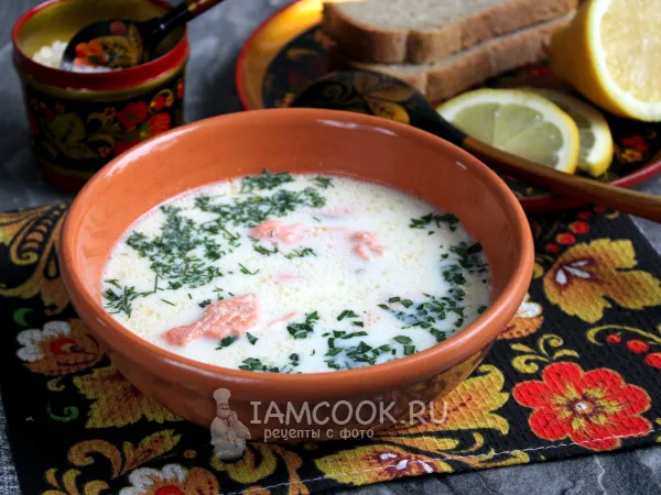 Фото блюда: Уха из форели с плавленым сыром