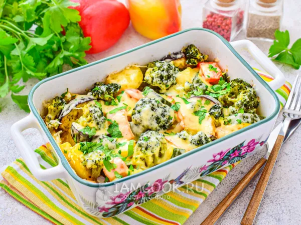 Фото блюда: Овощи в духовке под сыром
