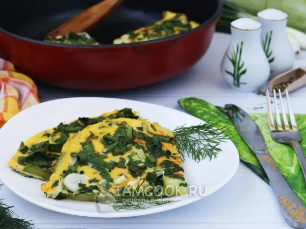 Фото блюда: Омлет с кабачком и шпинатом
