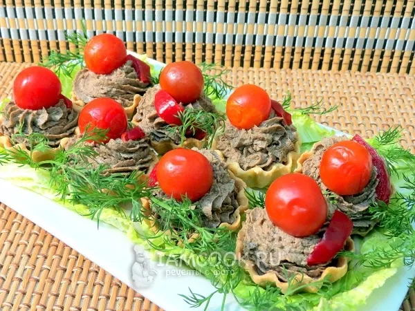 Фото готового блюда: Тарталетки с печёночно-грибной начинкой