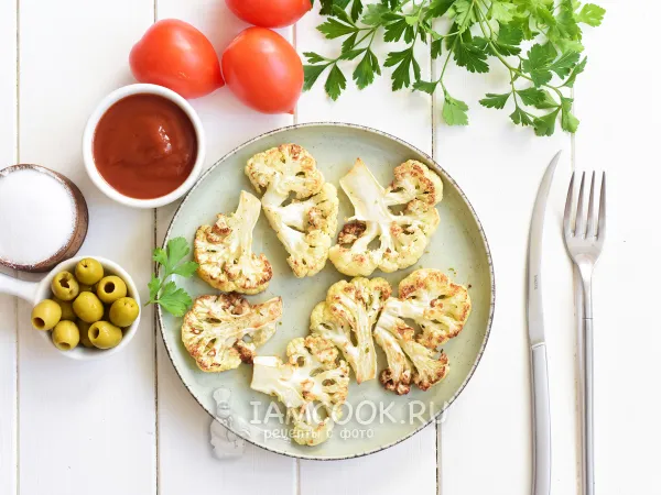 Фото блюда: Стейк из цветной капусты на сковороде