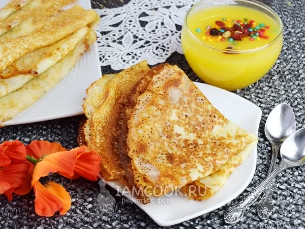 Фото готового блюда: Тонкие блины на кефире, с дырочками