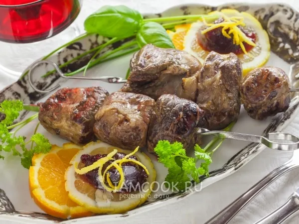 Фото блюда: Шашлык из печени в жировой сетке