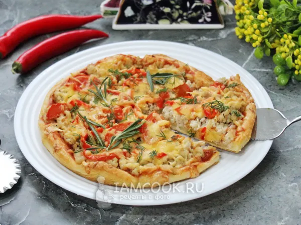 Фото блюда: Пицца из слоеного теста с фаршем