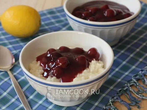 Фото блюда: Рисовая каша с вишневым киселем