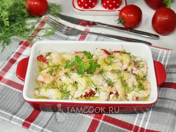 Фото блюда: Картошка с креветками в духовке