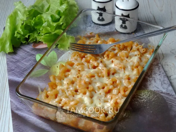 Фото блюда: Сырые макароны в духовке с сыром