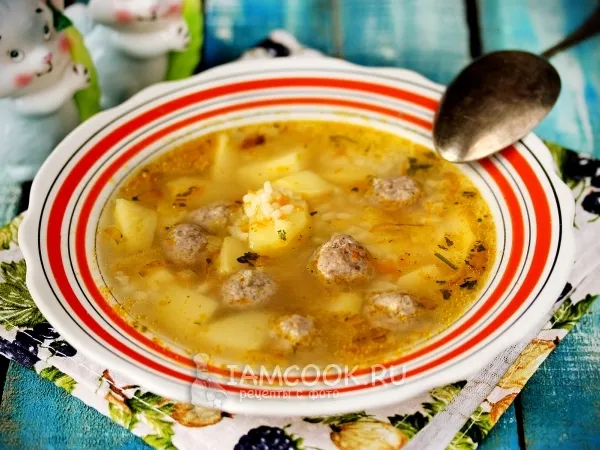 Фото блюда: Рисовый суп с фрикадельками