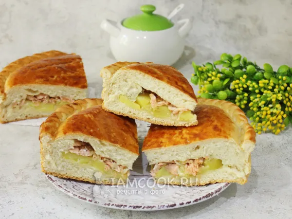 Фото блюда: Пирог с горбушей и картошкой (из дрожжевого теста)