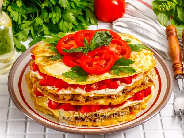 Фото готового блюда: Кабачковый торт с фаршем