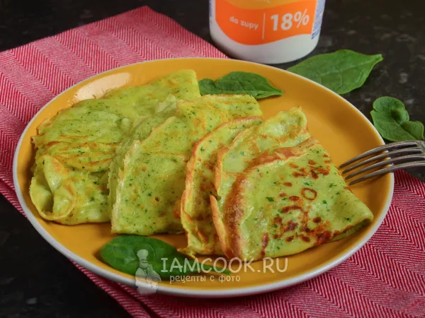 Фото готового блюда: Блины со шпинатом и сыром
