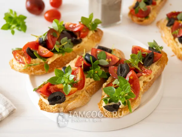 Фото блюда: Брускетта с хумусом