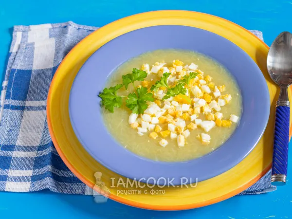 Фото готового блюда: Суп с тертым картофелем и яйцами
