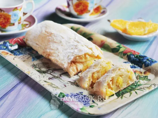 Фото блюда: Штрудель с апельсином из слоеного теста