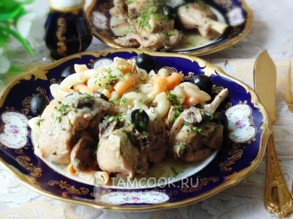 Фото блюда: Кролик с грибами в белом вине