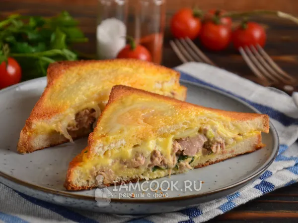 Фото готового блюда: Мелт с тунцом (горячий закрытый сэндвич)