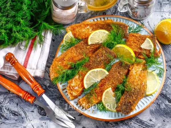 Фото блюда: Жареное филе сазана в сухарях