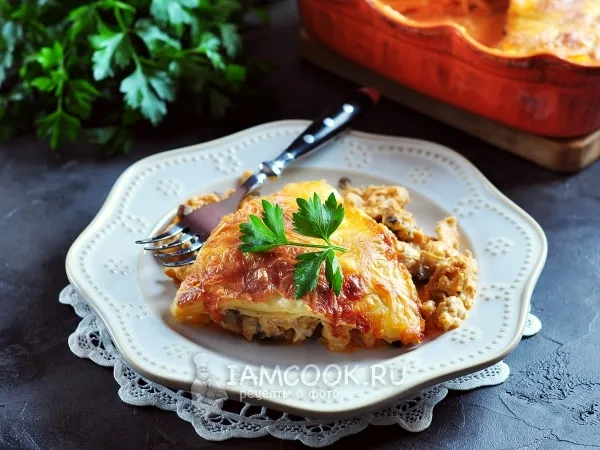 Фото готового блюда: Лазанья с курицей