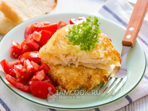 Фото готового блюда: Курица в картофельной шубке