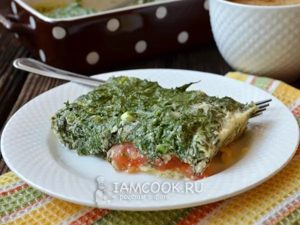 Фото готового блюда: Омлет с творогом и укропом